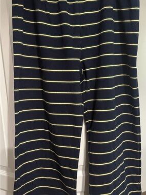 Striped Navy Wide-Leg Pants - Navy & Yellow